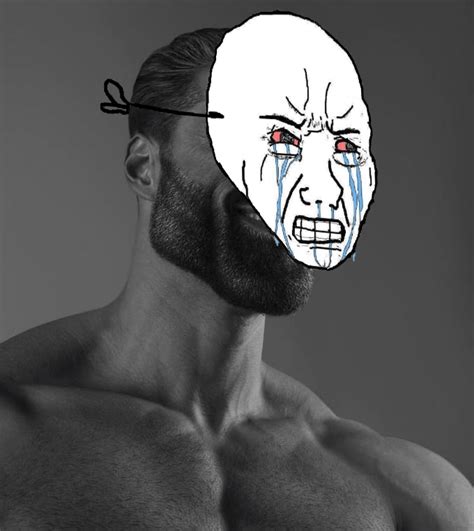 Gigachad Wearing A Crying Wojak Mask Rmemetemplatesofficial