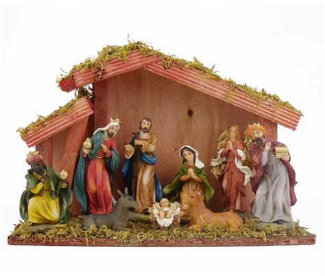 Polyresin Indoor Christmas Nativity Scene Set With Wood Stable Buy