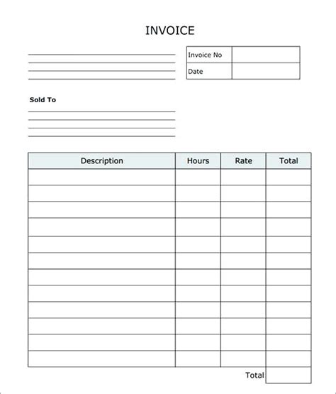 Printable Invoice Sheet Template Business Psd Excel Word Pdf