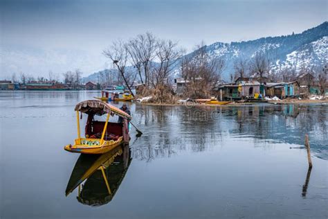 Road Next To Dal Lake In Winter Srinagar Kashmir India Editorial