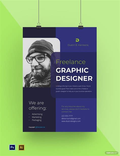 Free Simple Freelancer Poster Template Download In Illustrator Psd