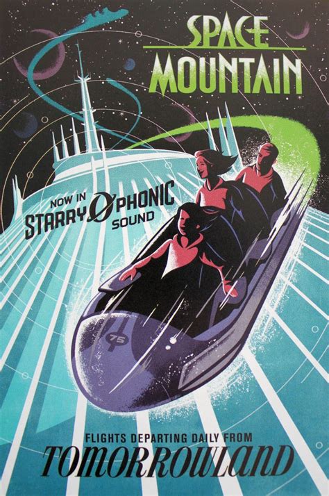Vintage Disneyland Tomorrowland Space Mountain Poster 11 X 17