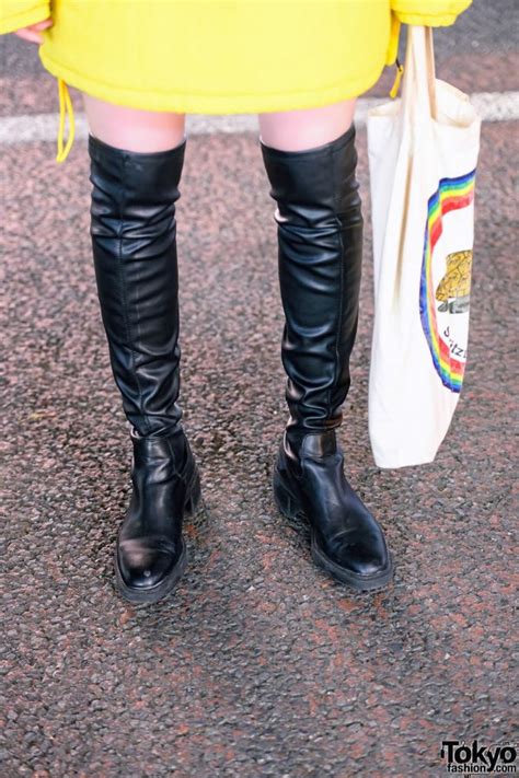 Zara Thigh High Leather Boots Tokyo Fashion