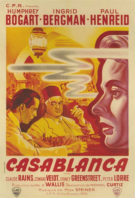Casablanca 1942 First French Release Poster 1947 Original Film