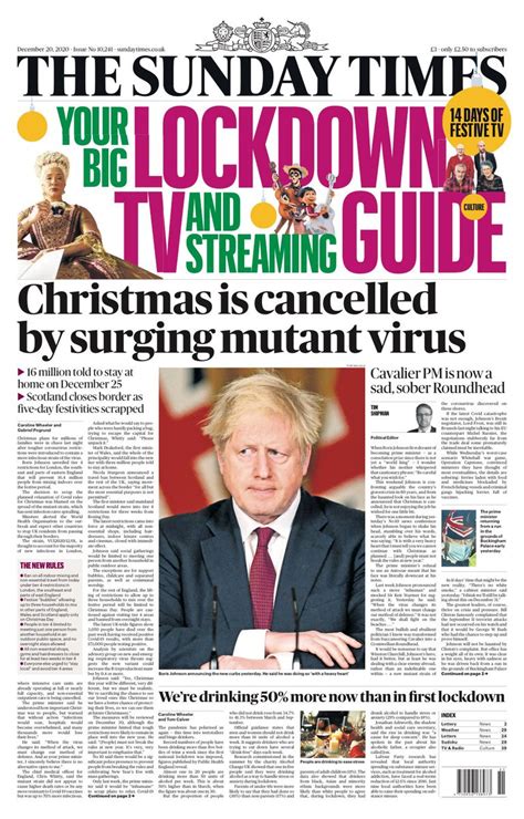 sunday times front page 20th of december 2020 tomorrow s papers today