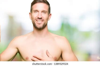 Handsome Shirtless Man Showing Nude Chest Stock Photo Shutterstock