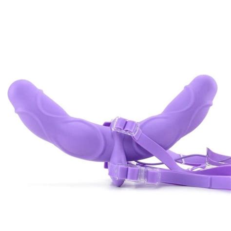 fetish fantasy elite vibrating double delight strap on purple sex toys at adult empire