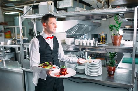 Premium Photo Waiter Serving In Motion On Duty In Restaurant The