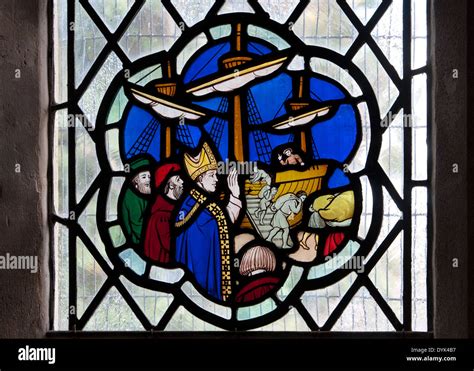 Saint Nicholas Stained Glass St Nicholas Church Little Horwood Buckinghamshire England Uk