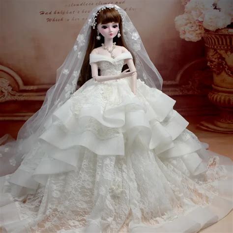 Bridal Bunny Bbgirl Sd Doll Bjd Doll Handmade Make Up Wedding Dress Doll Full Joint Princess
