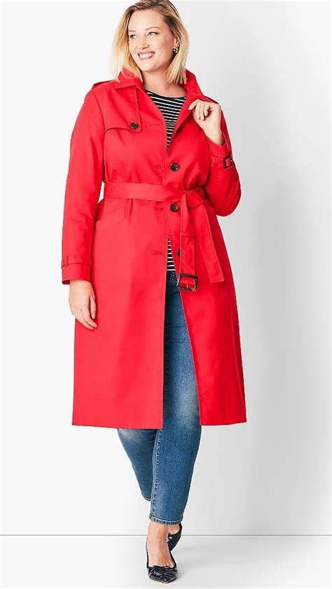 Plus Size Red Trench Coat For Women Attire Plus Size