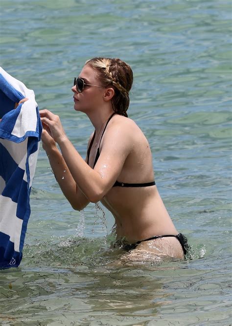 Chloe Moretz Shows Off Her Juicy Ass In A Skimpy Black Bikini At The