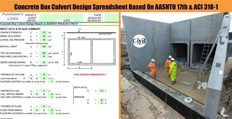 Concrete Box Culvert Design Spreadsheet Based On Aashto 17th And Aci 318