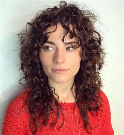 Messy Curly Brunette Shag Curlyhairwithbangs Curlybangs Curly Hair Styles Naturally Curly