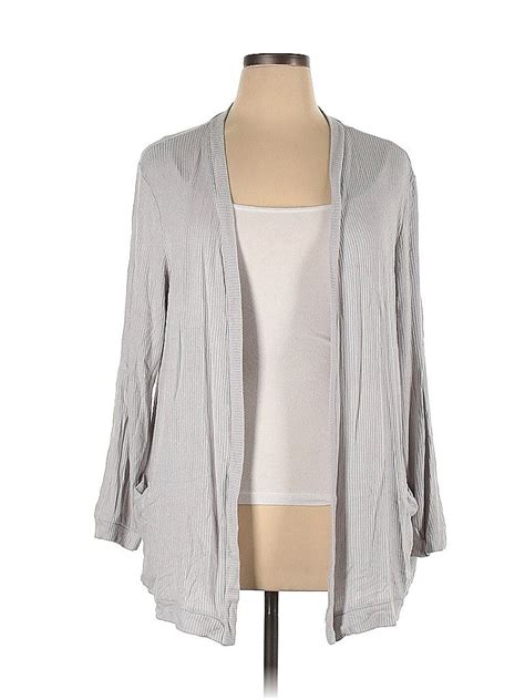 Magaschoni Cardigan Sweater Gray Solid Sweaters And Sweatshirts Size X