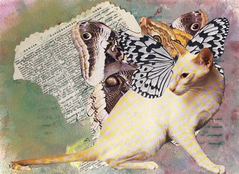 Altered Book Art Collage Cats With Wings Book And Paper Arts