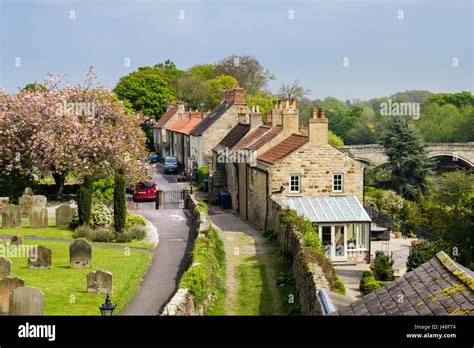 Yorkshire Stone Cottages In Historic Country Village Beside River Ure