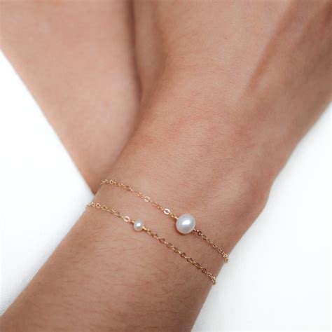 Dainty Pearl Bracelets Bridesmaids Gift Gold Filled Etsy