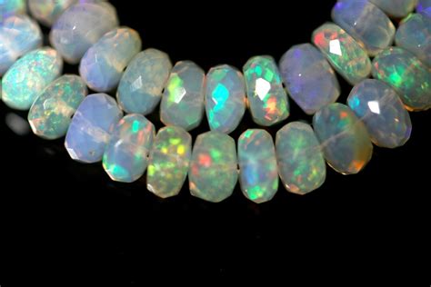 High Quality Facet Cut Ethiopian Fire Opal Bead Bracelet Solid Natural