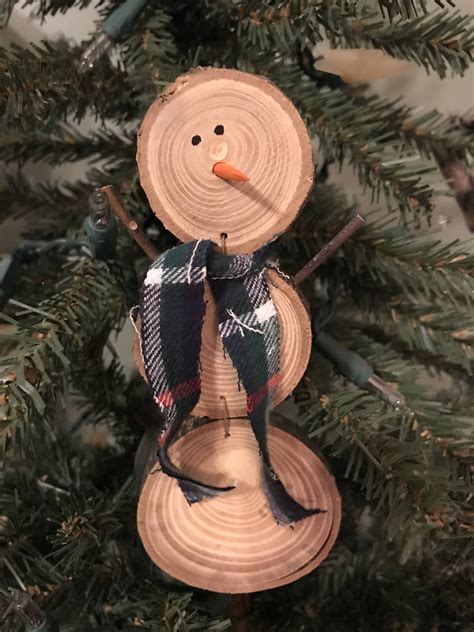 Rustic Wooden Slice Snowman Ornament Etsyme2ionptu Christmas