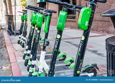 Oct 20 2019 San Jose Ca Usa Lime And Lyft Electric Scooters