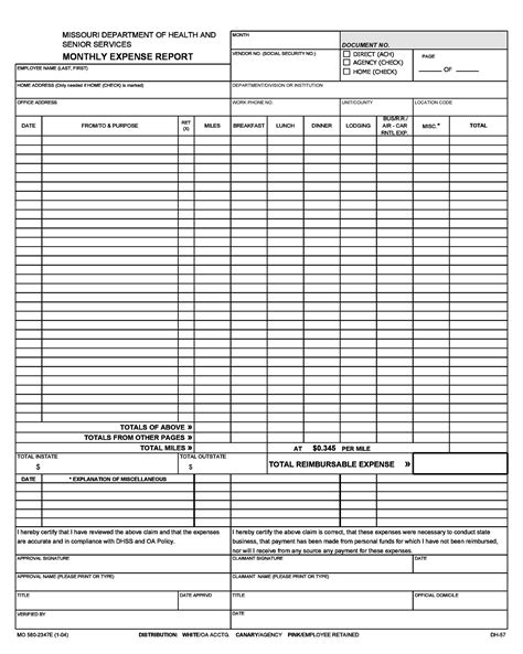 Printable Expense Report Template 20658 Hot Sex Picture