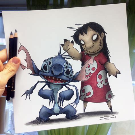 Creepy Lilo And Stitch Drawing By Atomiccircus On Deviantart