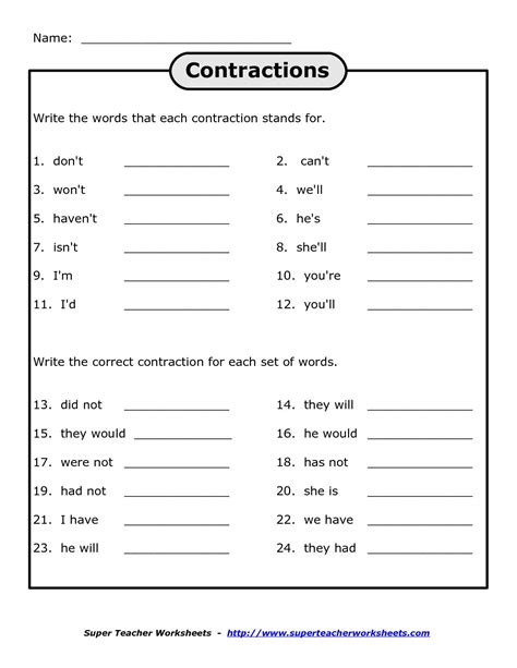 Printable English Worksheets Ks2