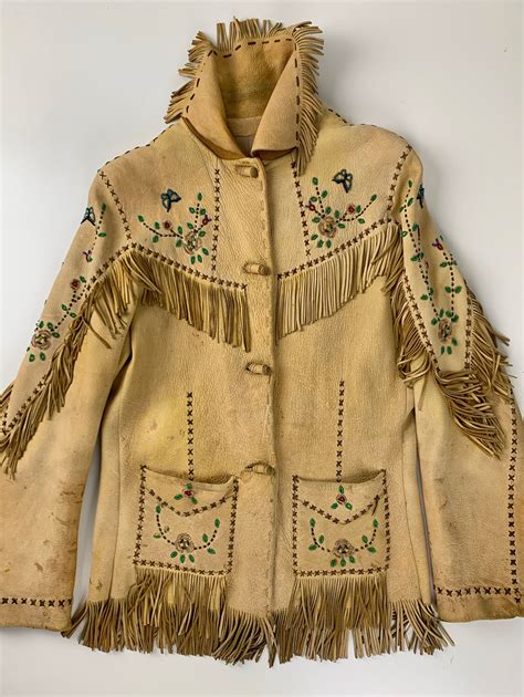 1940s Native American Buckskin Western Fringe Jacket Handmade With Beadwork Womens Size