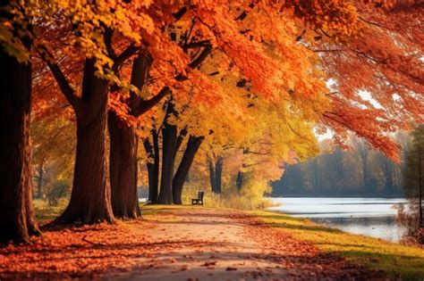 Premium Ai Image Beautiful Autumn Landscape With Trees And Colorful