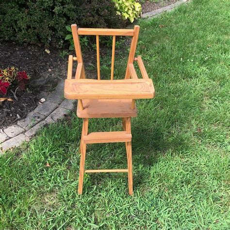 vintage 1970s wood doll high chair etsy