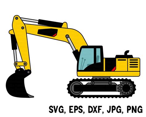 Excavator Svg Dxf Eps  Png Digger Machine Clipart Cutting File