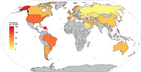 Choropleth Map Showing Prevalence Of Sle Around The World Download