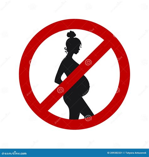Peligroso Para Mujeres Embarazadas Silueta Negra De Una Mujer Embarazada Con Un Signo Rojo