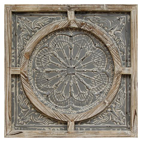 Wood Frame With Grey Metal Wall Decor 28x28 In At Home