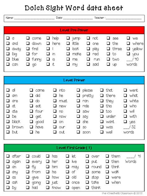 Data Sheets For Special Education Sight Word Flashcards Sight Words
