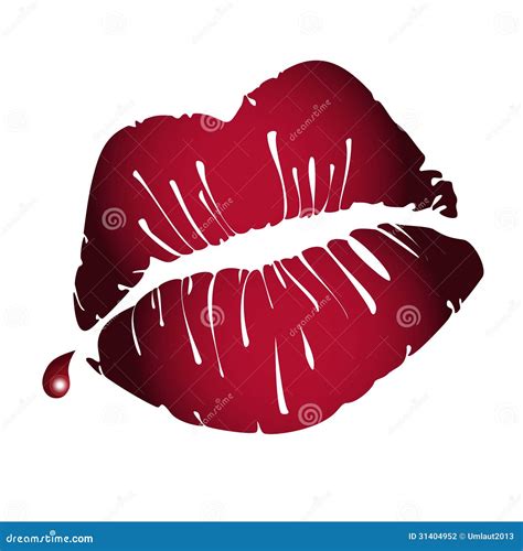 Lip Kiss Vector Cartoon Smile And Beautiful Red Lips Makeup Or Fashion
