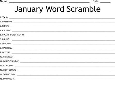 January Word Scramble Wordmint