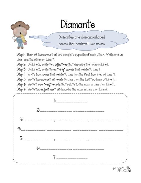 Diamante Poem Template Printable