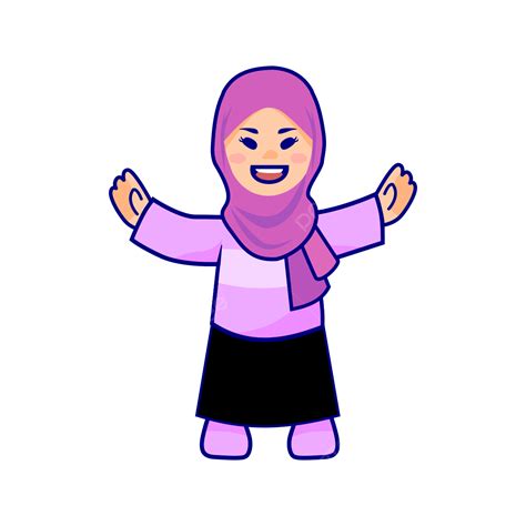 Gambar Karakter Wanita Lucu Pink Wanita Jilbab Mahadewa Png Png Dan Vektor Dengan Background