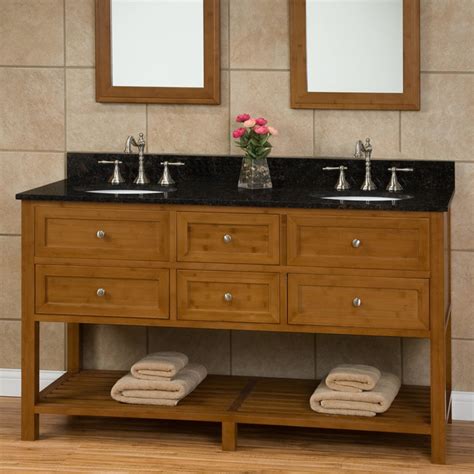 Measure the current countertop that will be replaced or the vanity edge that the counter will rest on and cut the bamboo sheet to those dimensions. 60" Taren Bamboo Double Vanity for Undermount Sinks - Contemporary - Bathroom Vanities And Sink ...