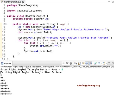 Java Program To Print Right Angled Triangle Star Pattern