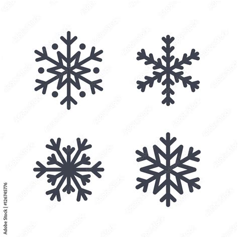 Vecteur Stock Snowflake Icons Set Gray Silhouette Snowflakes Signs