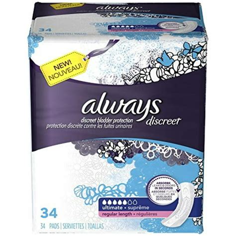 Always Discreet Incontinence Pads Ultimate Absorbency Regular 34 Ea