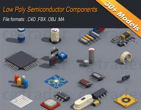 3d Model Low Poly Semiconductor Components Isometric Vr Ar Low Poly