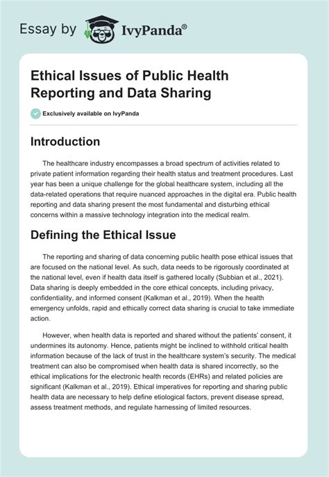 Ethical Issues Of Public Health Reporting And Data Sharing 671 Words