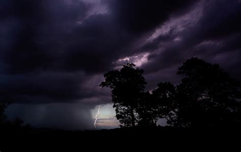 2048x1292 Landscape Night Trees Clouds Rain Storm Lightning Wallpaper
