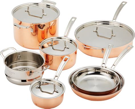 Amazon Com Cuisinart Copper Tri Ply Stainless Steel Piece Cookware