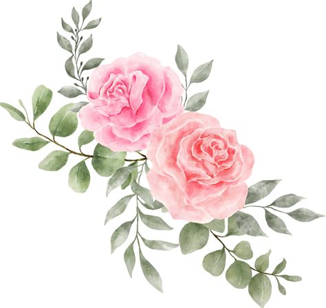 Pink Rose Flower Bouquet Arrangement Watercolor 9369355 Png