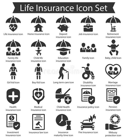 Life Insurance Icon Set Stock Vector Illustration Of Child 231343064